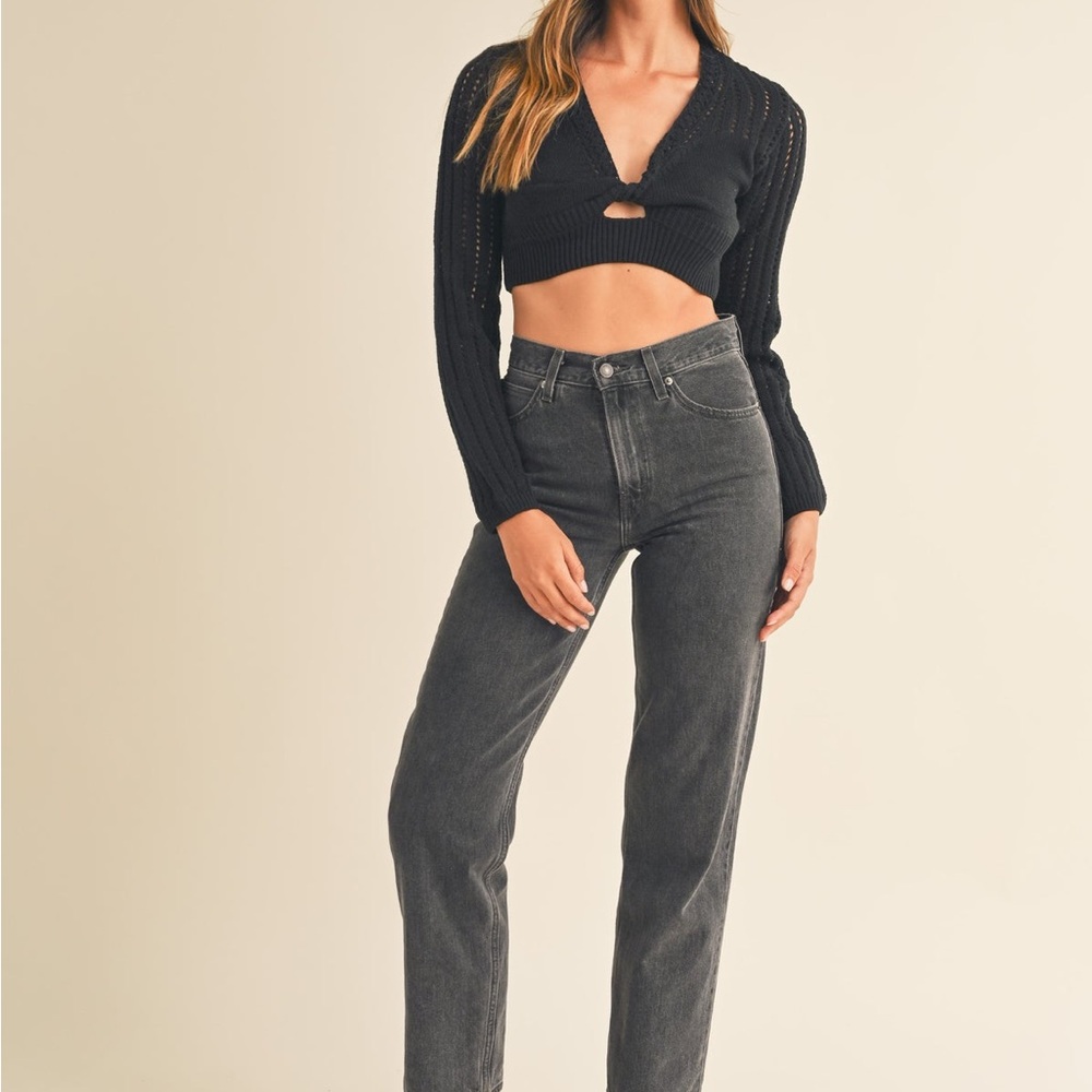 Mable Sidonie Knit Crop Top Black Boutique Anthropologie Small - Picture 5 of 6